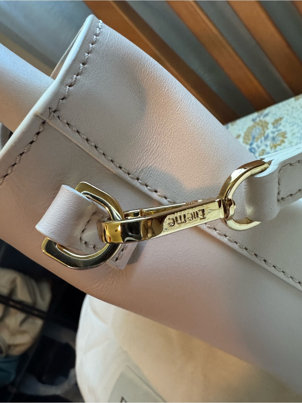 Elleme Cream Top-Handle Leather handbag with Gold Accent - Picture 4 of 16